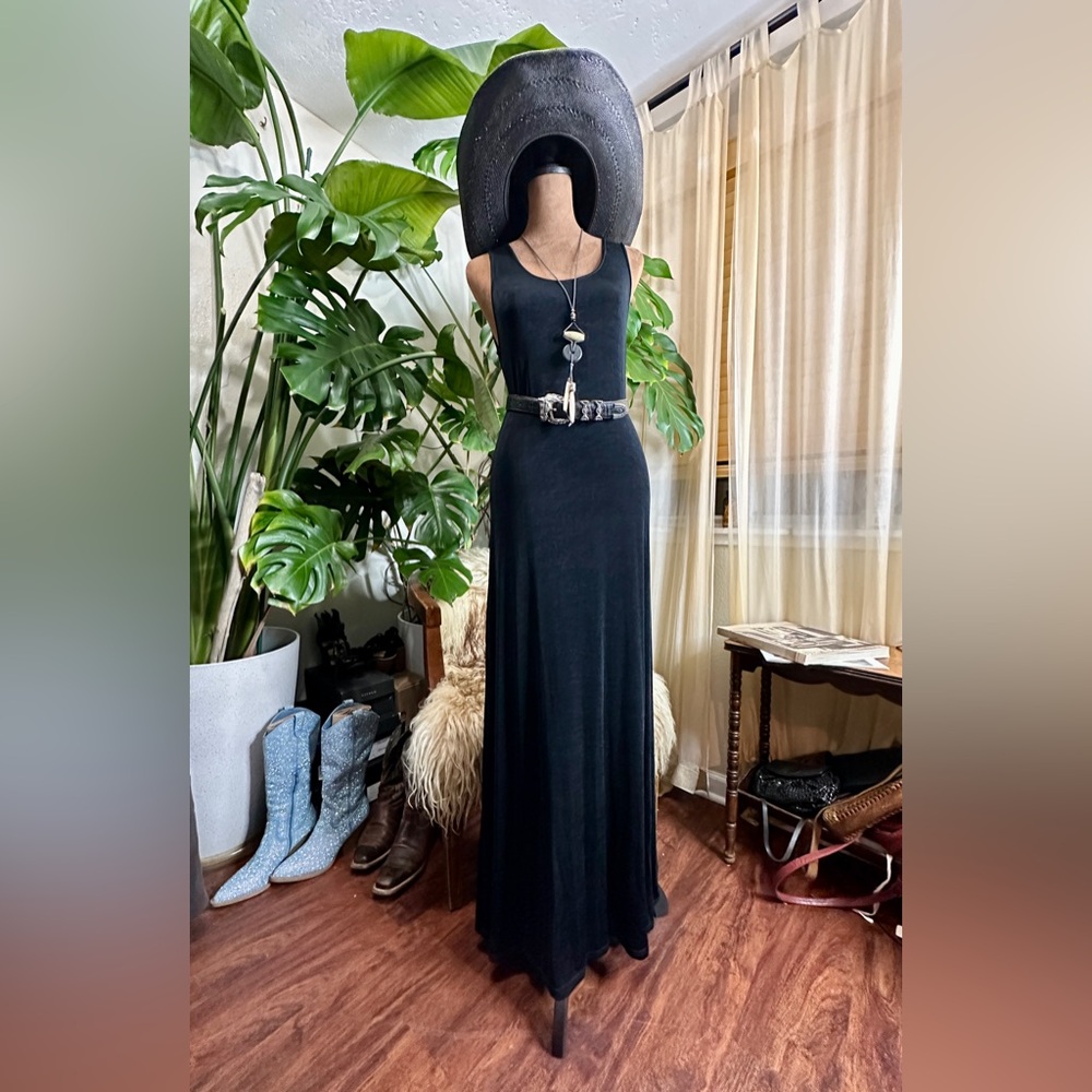 VTG 90s ASSA Black Maxi Dress // Western Gothic Whimsigoth L